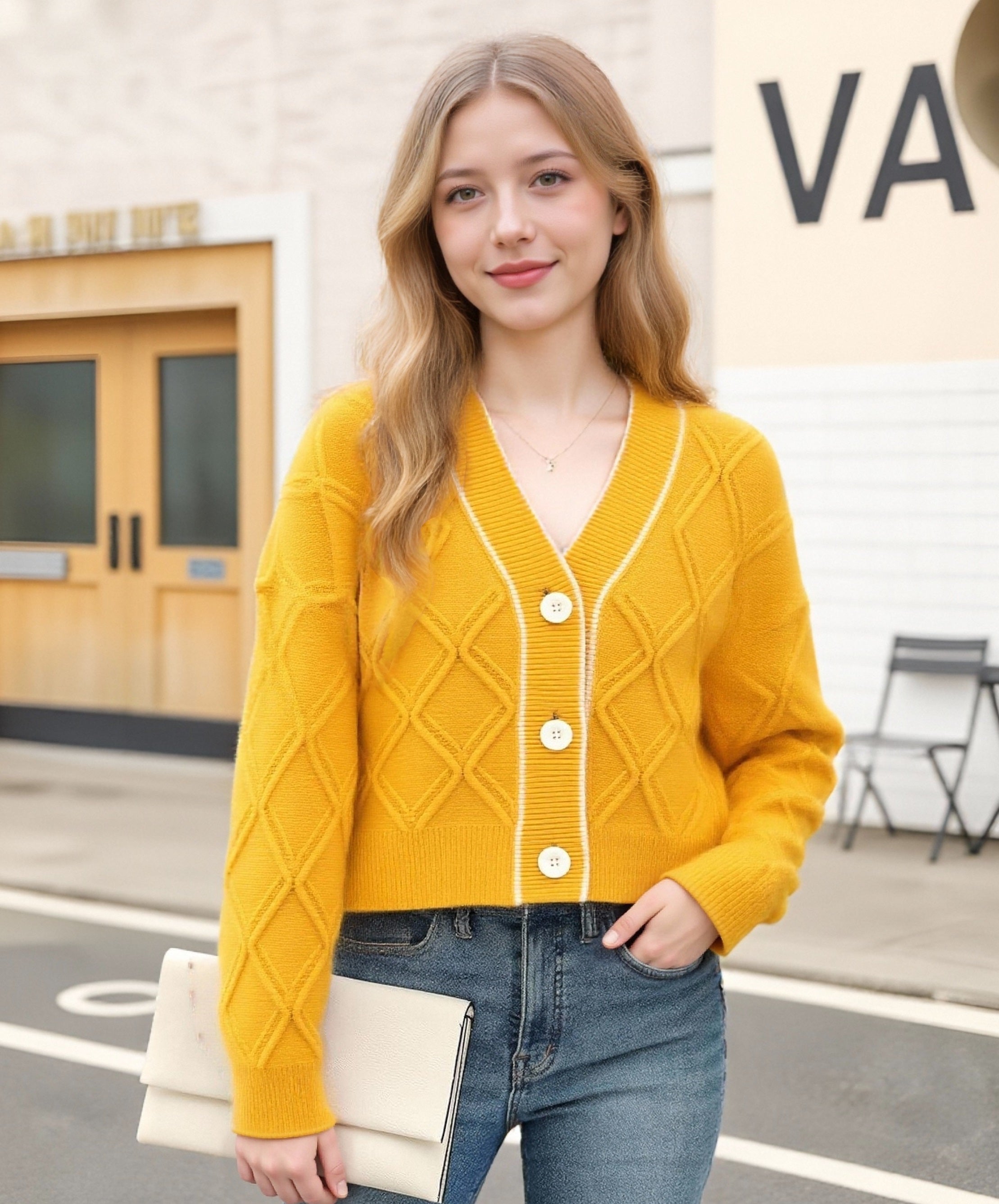 DANNA-Chucky Cable Cardigan with Contrast-Mango-F