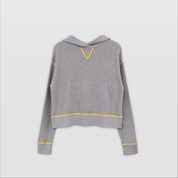 DANIA- CROP FANCY HOODY WITH CONTRAST-GREY-F