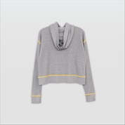 DANIA- CROP FANCY HOODY WITH CONTRAST-GREY-F