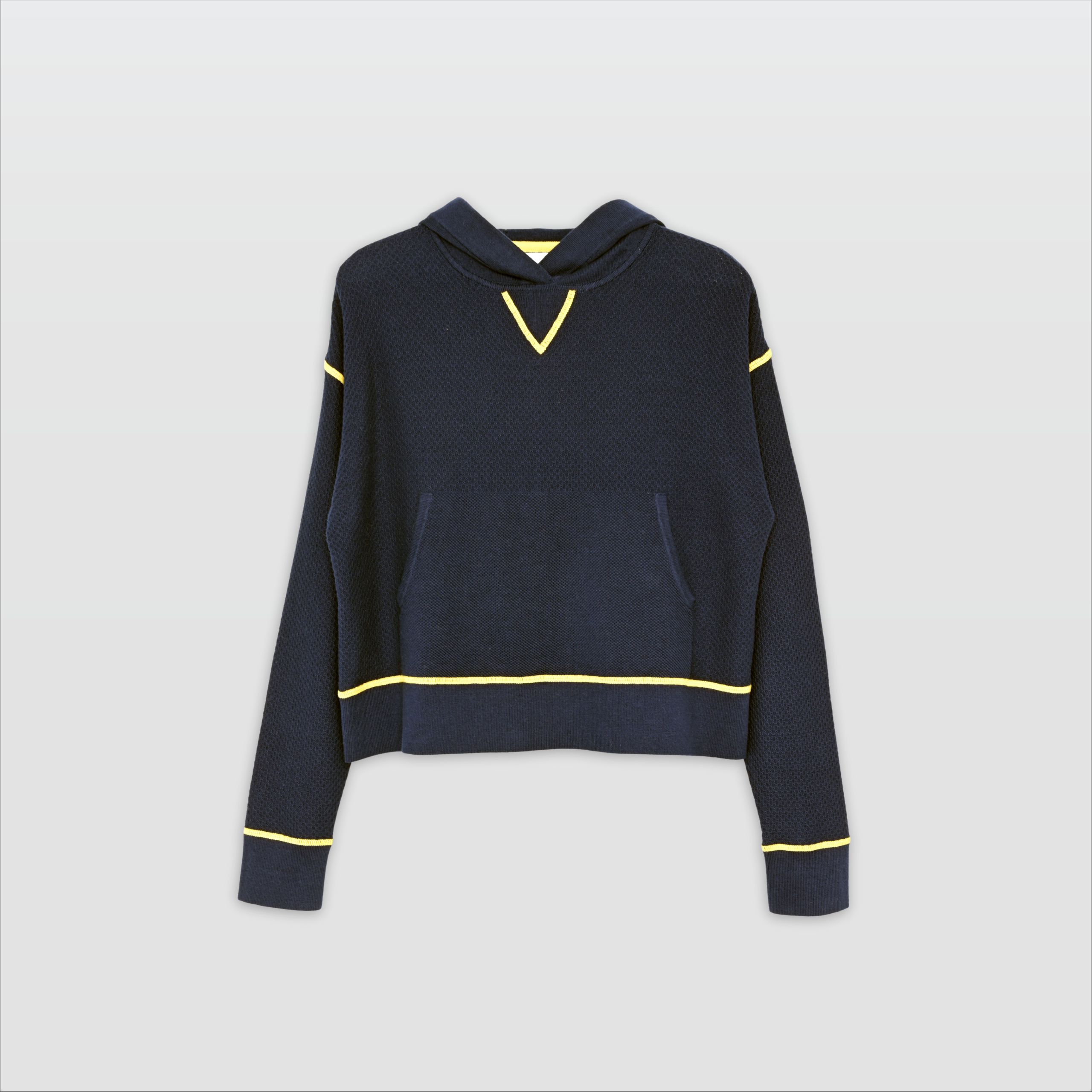 DANIA- CROP FANCY HOODY WITH CONTRAST-NAVY-F