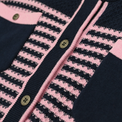 DUA-CROP CARDIGAN IN CONTRAST STRIPES -NAVY-F