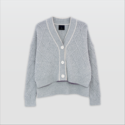 DANNA-Chucky Cable Cardigan with Contrast-Grey-F