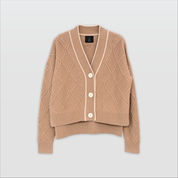 DANNA–Chucky Cable Cardigan with Contrast-Desert-F