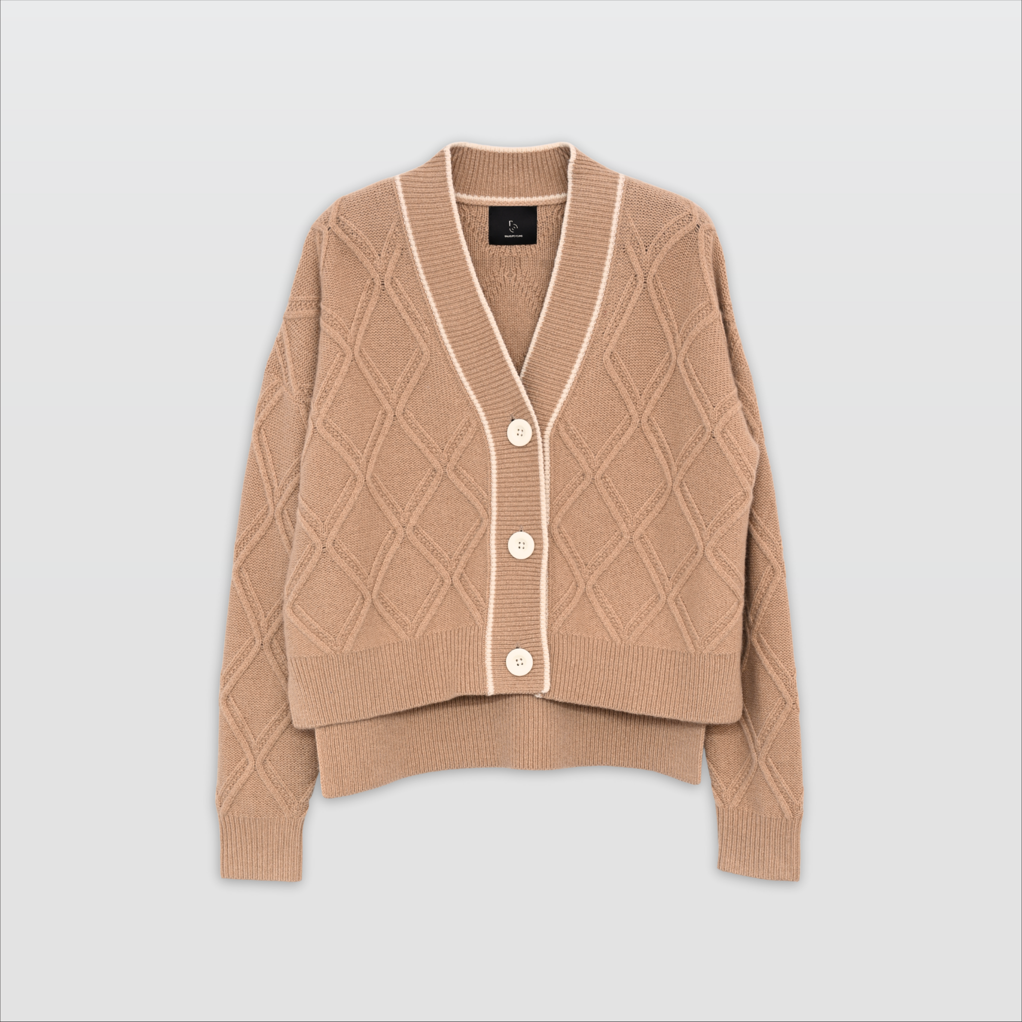 DANNA–Chucky Cable Cardigan with Contrast-Desert-F