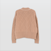 DANNA–Chucky Cable Cardigan with Contrast-Desert-F