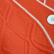 DANNA-Chucky Cable Cardigan with Contrast-Brick-F