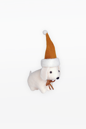 CHAPTEr.R FELT CHRISTMAS ORNAMENT-WHITE PUPPY