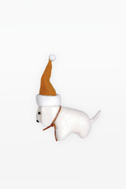 CHAPTEr.R FELT CHRISTMAS ORNAMENT-WHITE PUPPY