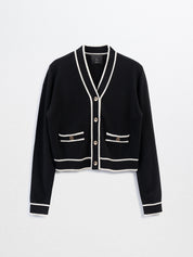 CAEL-Cashmere Button Cardigan-Black