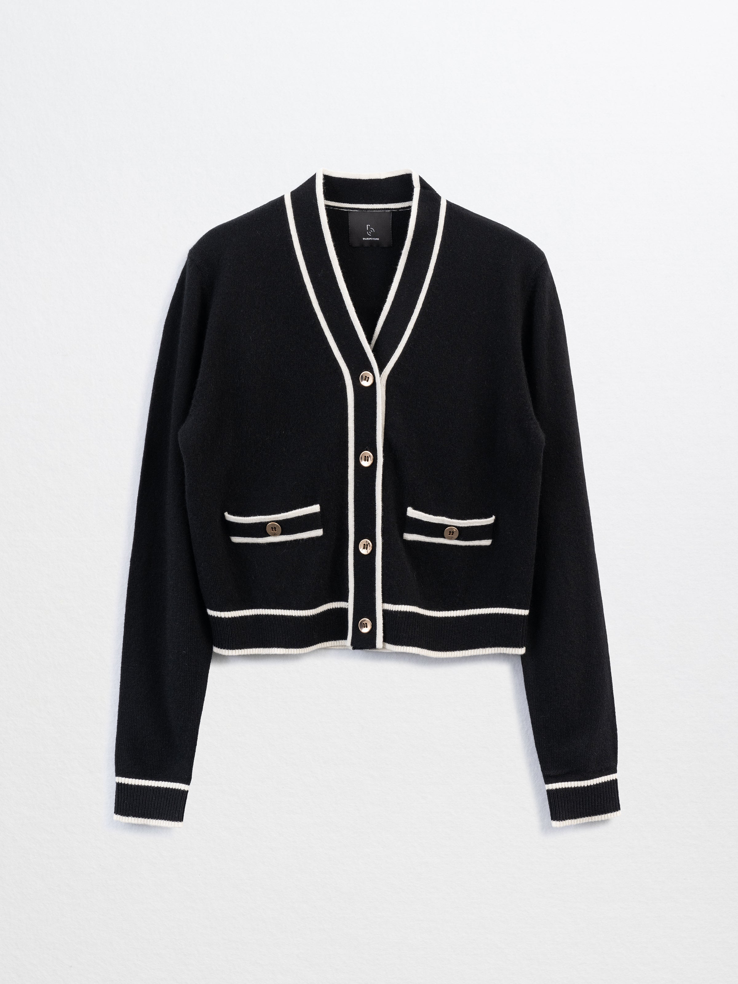 CAEL-Cashmere Button Cardigan-Black