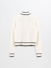 CAEL-Cashmere Button Cardigan-White