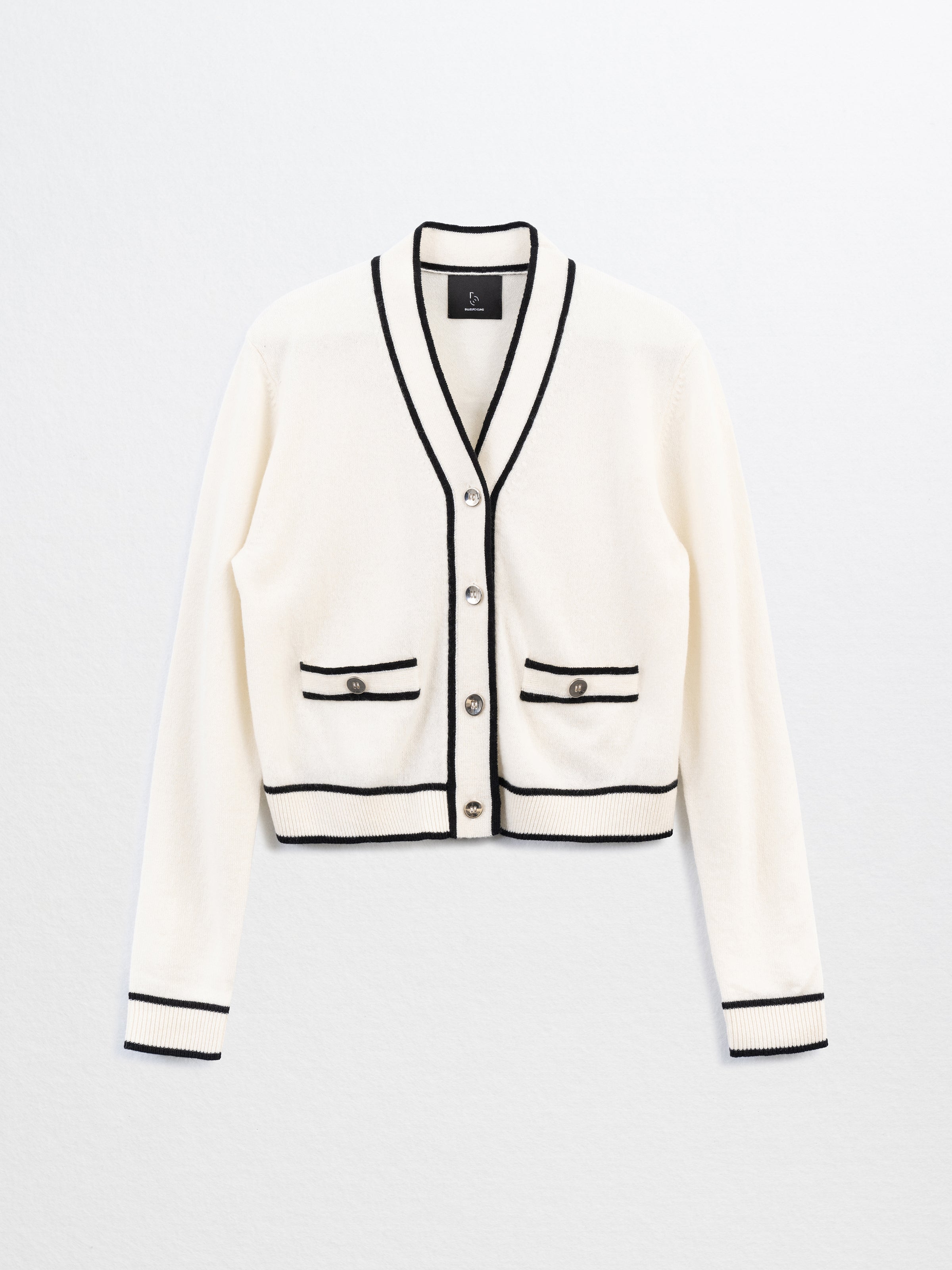 CAEL-Cashmere Button Cardigan-White