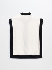 CADENCE-Cashmere TANK Cardigan-White