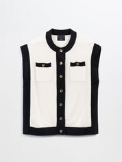 CADENCE-Cashmere TANK Cardigan-White