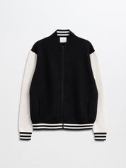 CALE-Cotton/Cashmere Bomber Jacket-Black