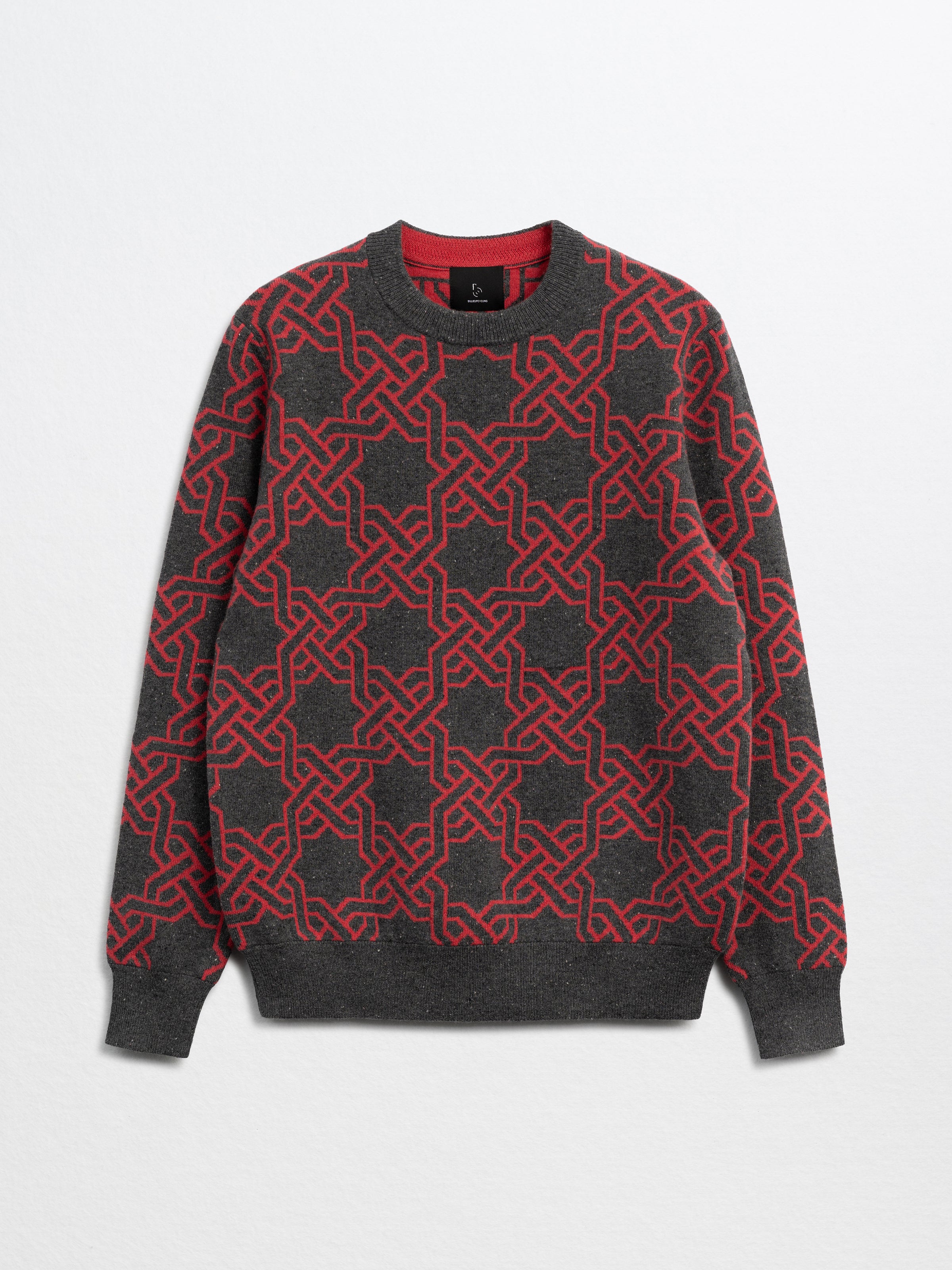 CONLON-Cashmere Dongel Jacquard Pullover-Grey