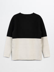 CECILIA-Cashmere Black/White Long Cardigan