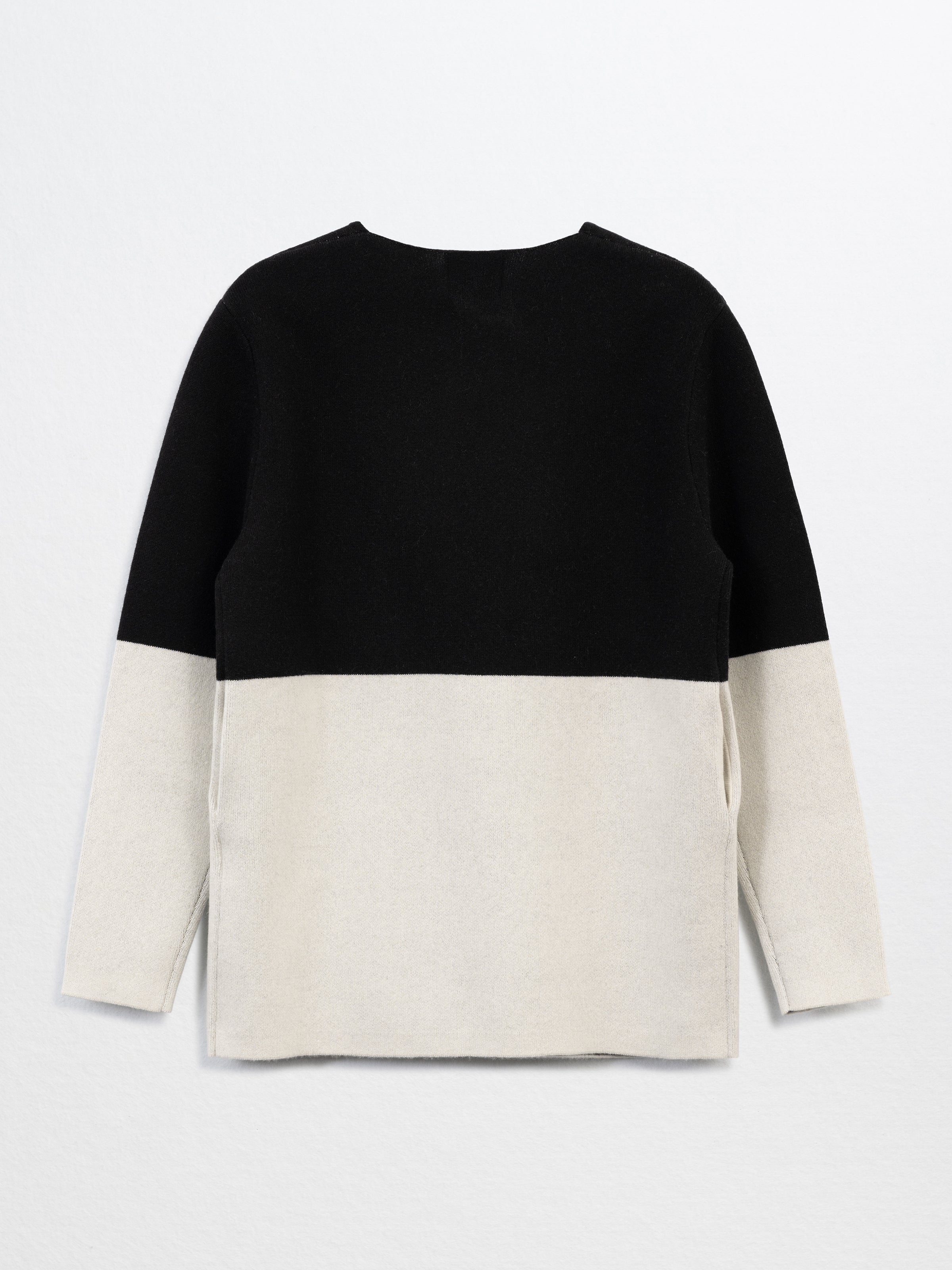 CECILIA-Cashmere Black/White Long Cardigan