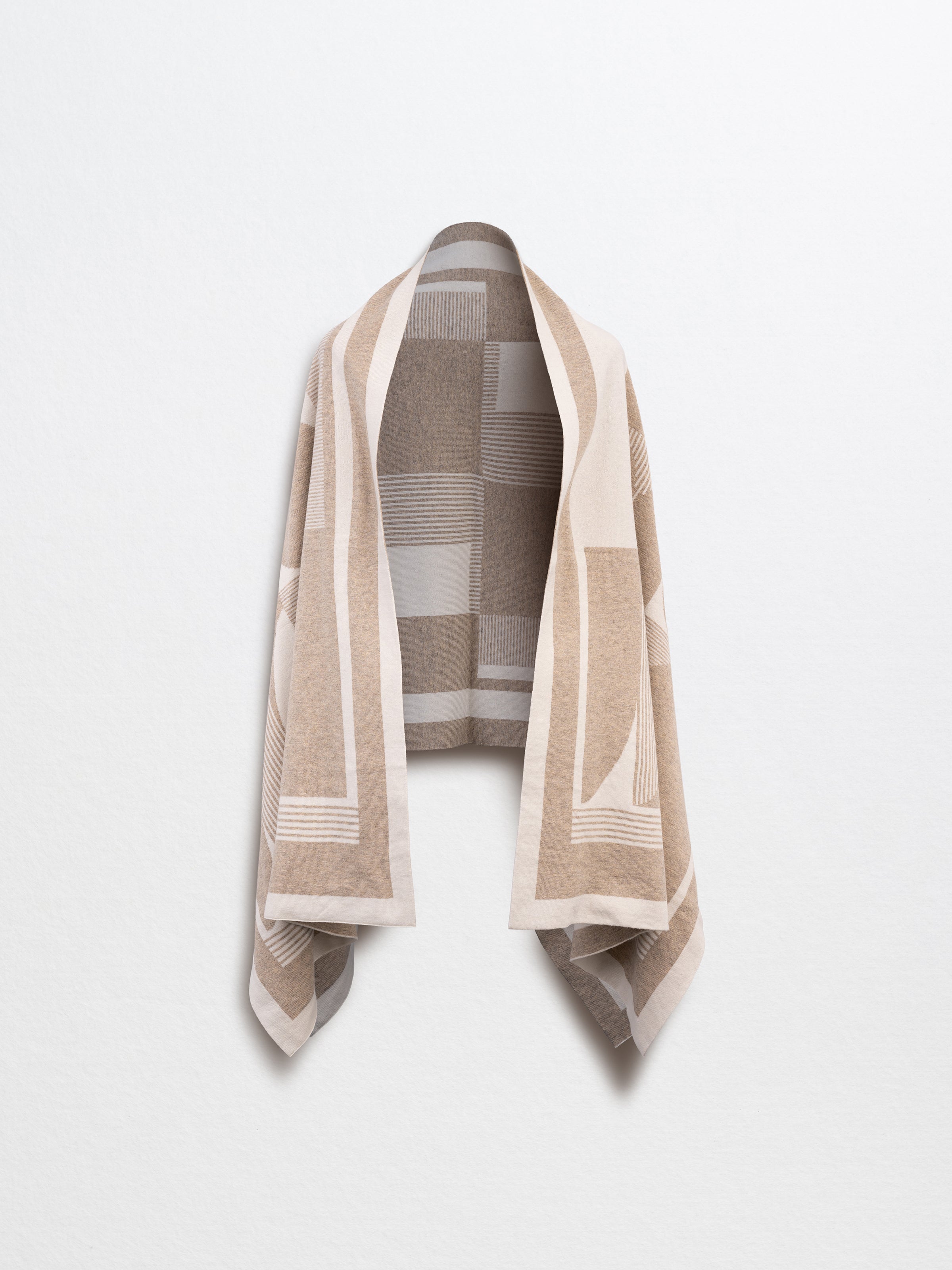 CARMINE-Geometry Shawl-Beige