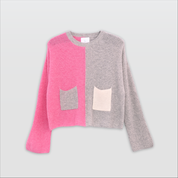 DOLLY - Contrast Pullover with Pockets - Grey