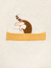 CHANE- Structured Cardigan With Kitten Emb-White