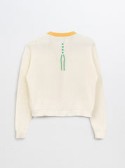 CHANE- Structured Cardigan With Kitten Emb-White
