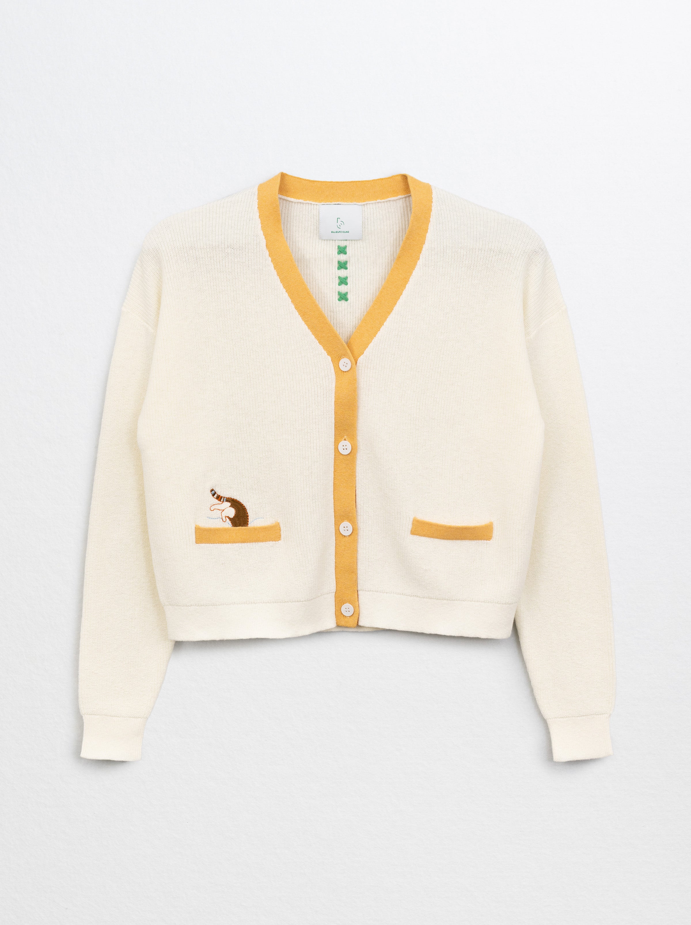 CHANE- Structured Cardigan With Kitten Emb-White
