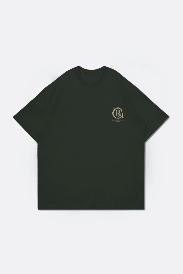 GROCERY COLLEGE EMBLEM GRAPHIC TEE/ BRITISH GREEN