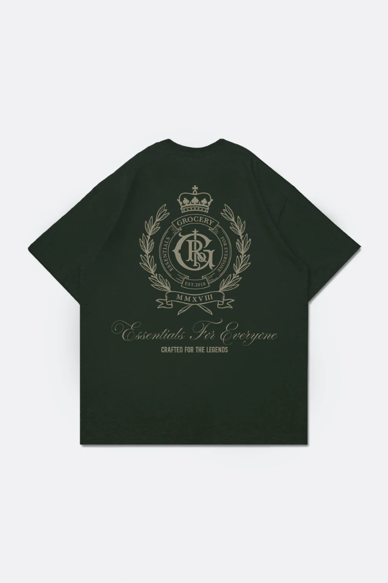 GROCERY COLLEGE EMBLEM GRAPHIC TEE/ BRITISH GREEN