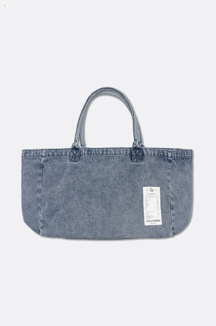 GROCERY DENIM PATCHWORK LOGO TOTE BAG/BLUE/F