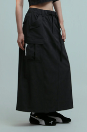 GROCERY NYLON MULTI POCKET CARGO SKIRT/CHARCOAL/F