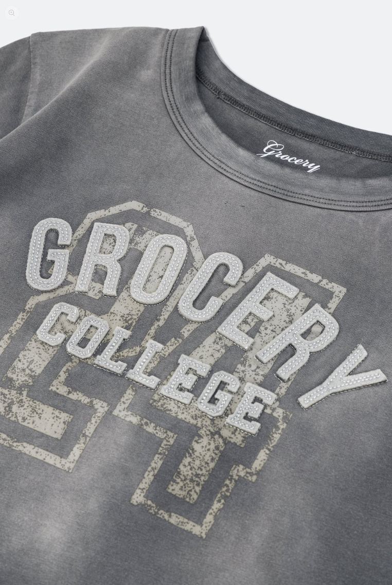 GROCERY WASHED COLLEGE BABY TEE/FADED GREY/M