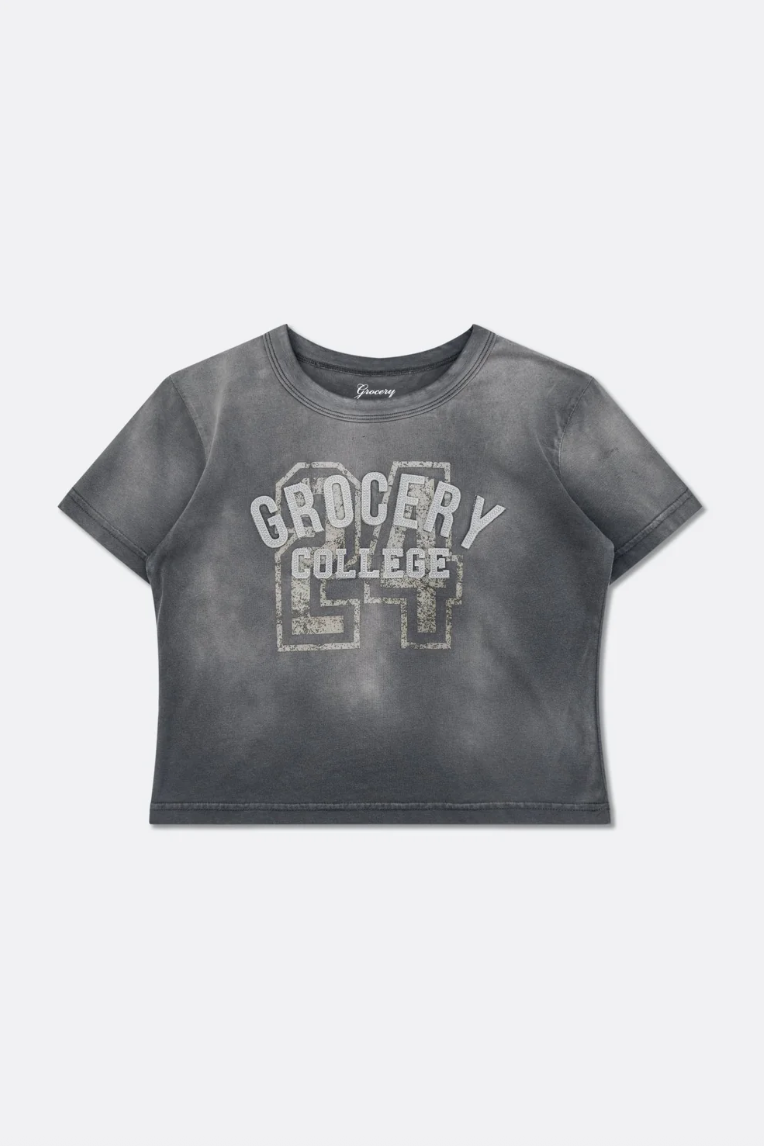 GROCERY WASHED COLLEGE BABY TEE/FADED GREY/M
