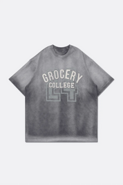 GROCERY WASHED COLLEGE PATCHWORK GRAPHIC TEE/ SUN FADED GREY
