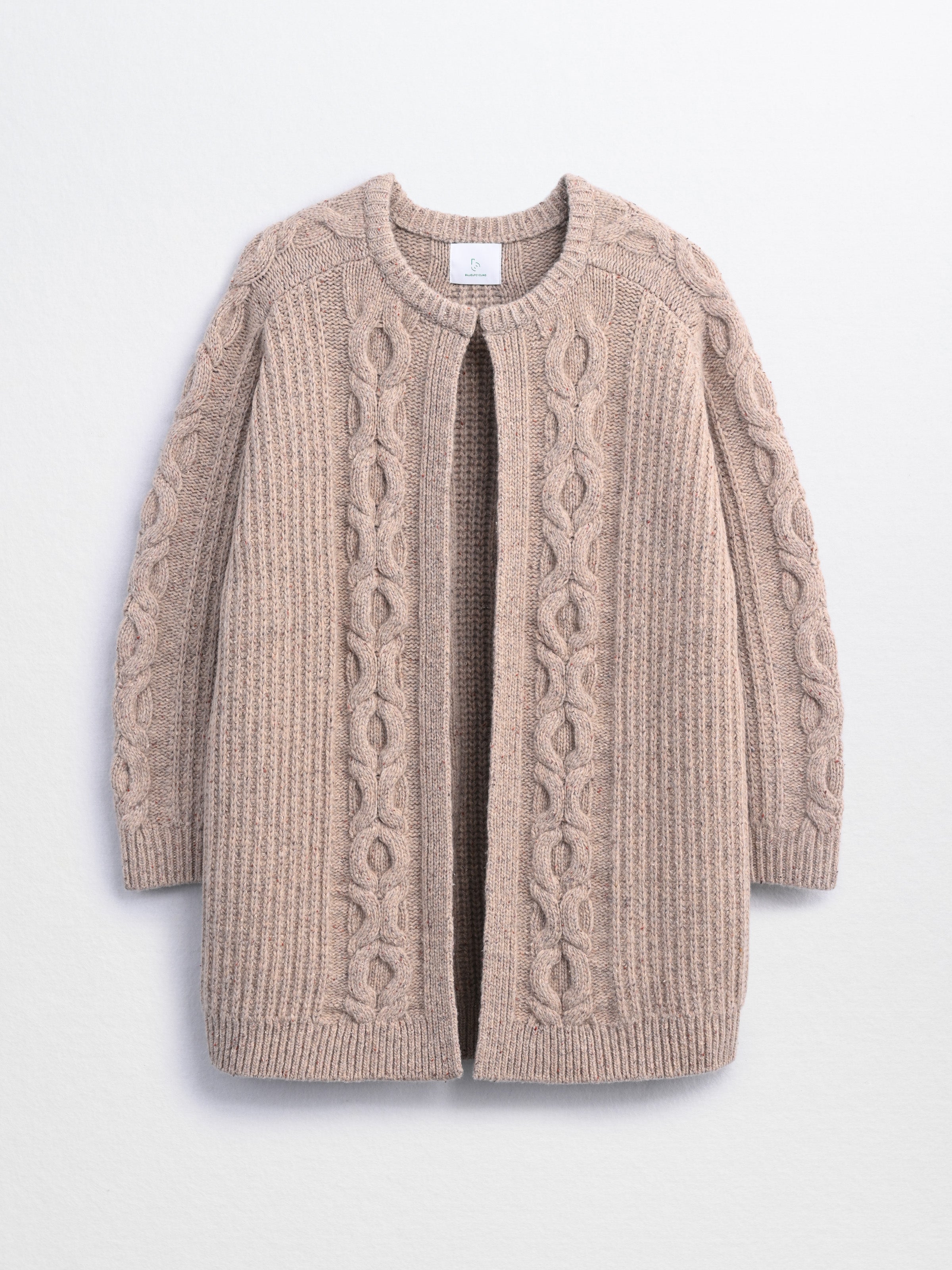 AMALIA-Chunky Cable Donegal Cardigan-Beige