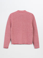 NANNY-Cotton/Cashmere Jacq Cardigan - Red